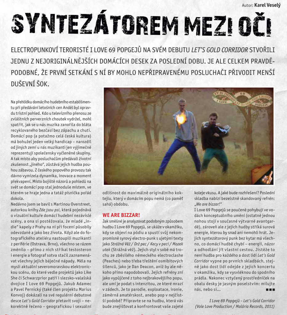I Love 69 Popgejů, recence alba Let's Gold Corridor, Nový Prostor, 2011 (autor: Karel Veselý)